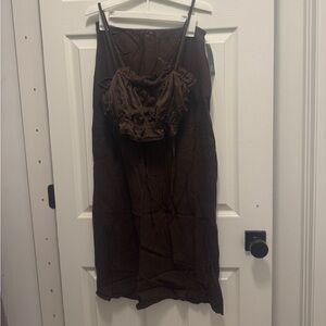 Brown matching set, maxi skirt and crop top